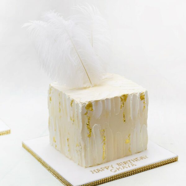 Buttercream cube cake white