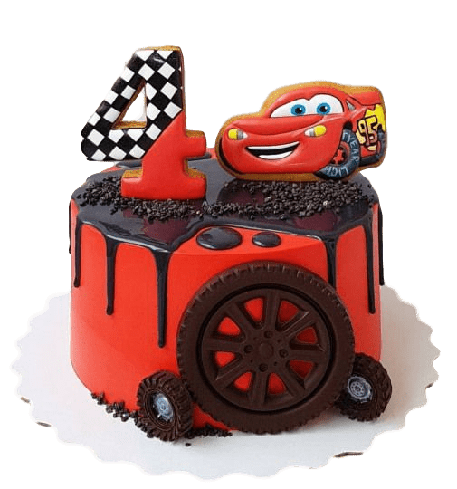 Red Car and Friends Buttercream Cake - White Spatula