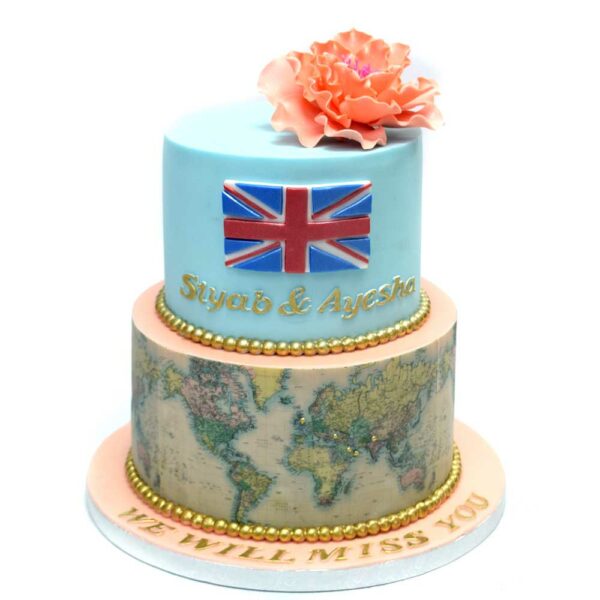 British flag and world map cake