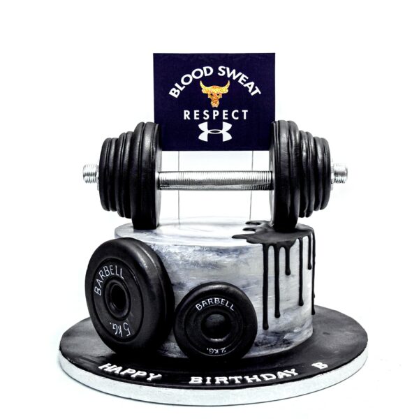 Fitness bodybuilder weightlifting cake