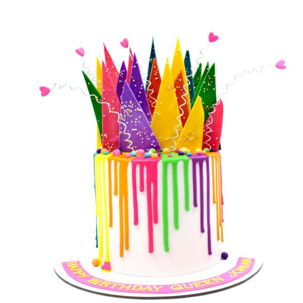 Colourful summer theme drip cake