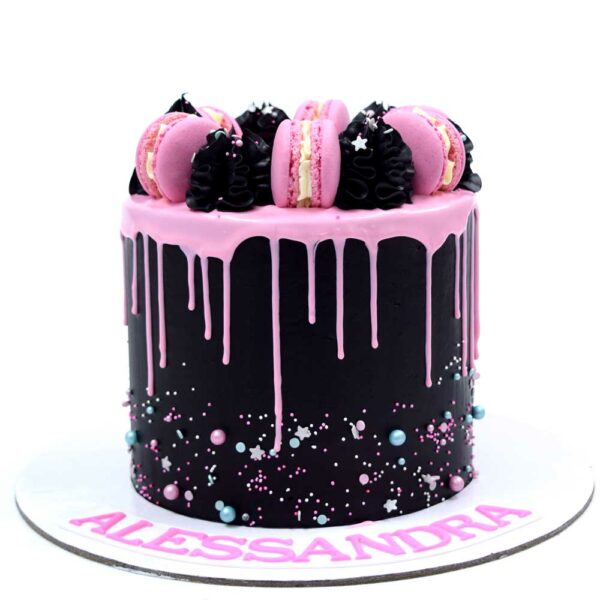 Black cake pink drip
