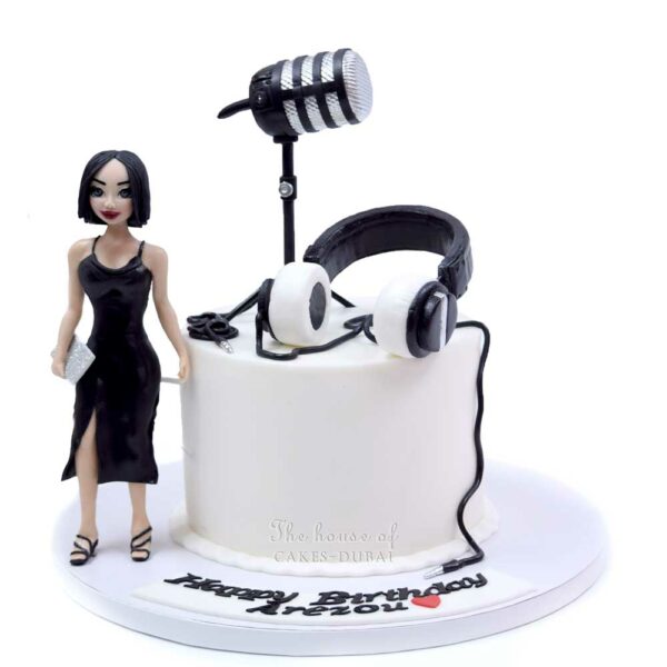 Lady microphone and headset cake