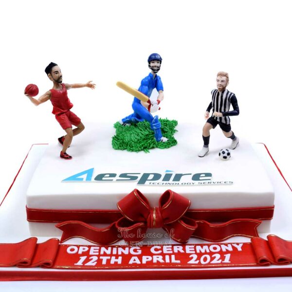 Basketball, Cricket and Football Sports theme cake.