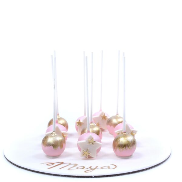 Pink and gold cake pops with stars