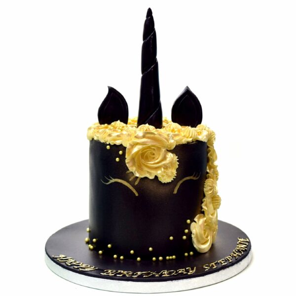 Unicorn Cake - black and gold