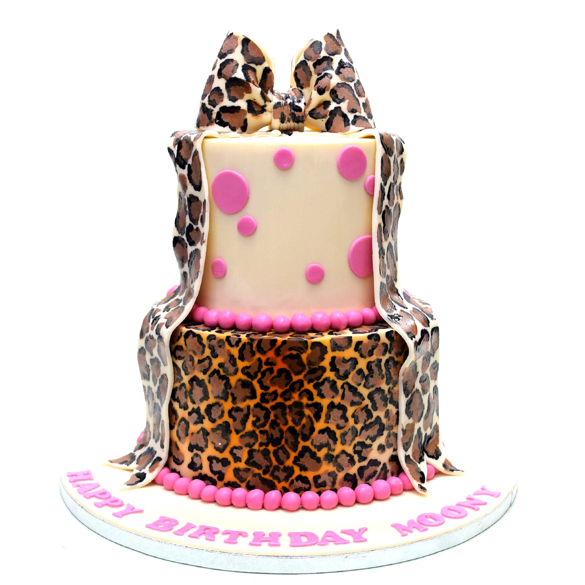 Leopard print and dots cake