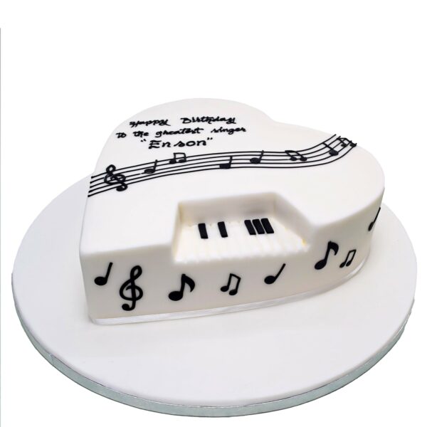 Piano theme heart cake