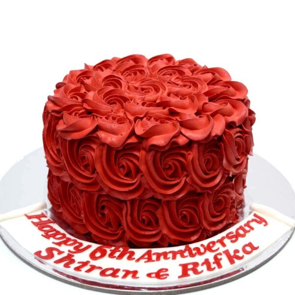 Red swirls cake