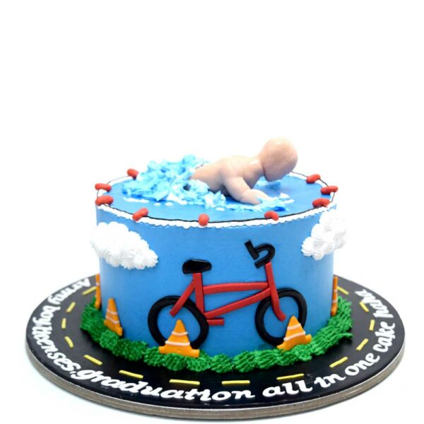 Swimming and cycling cake