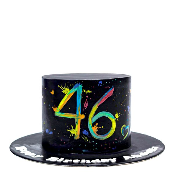 Colour splash 46th birthday cake