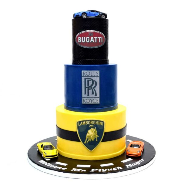 Bugatti, Lamborghini and Rolls Royce theme cake