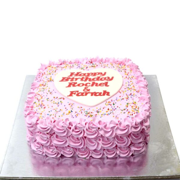 Simple pink cream cake