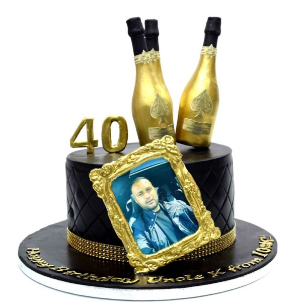 Champagne and photo cake