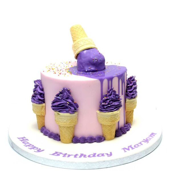 Purple drip ice cream cake