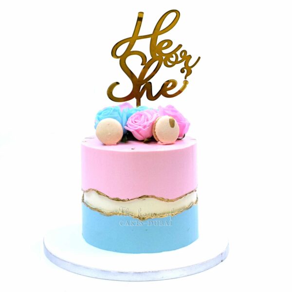 Gender reveal fault line cake