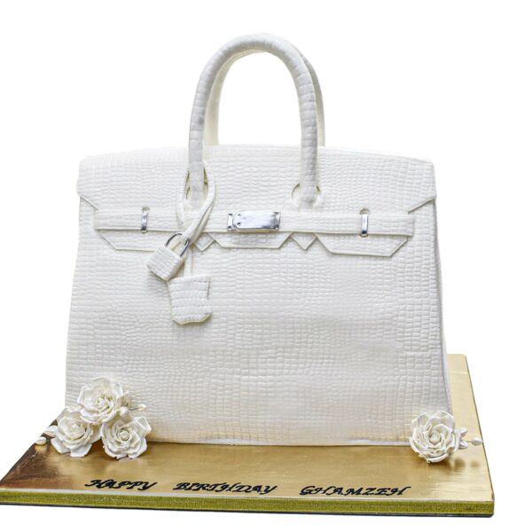 Hermes bag cake - white
