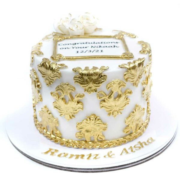 White and gold cake 10