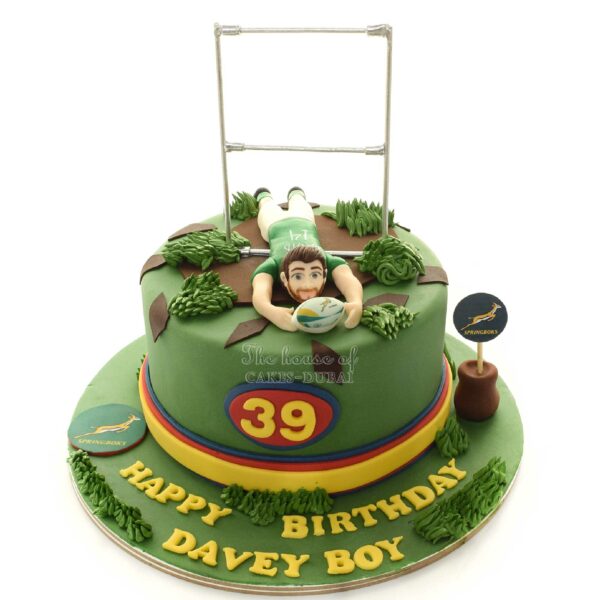 Springboks rugby theme cake