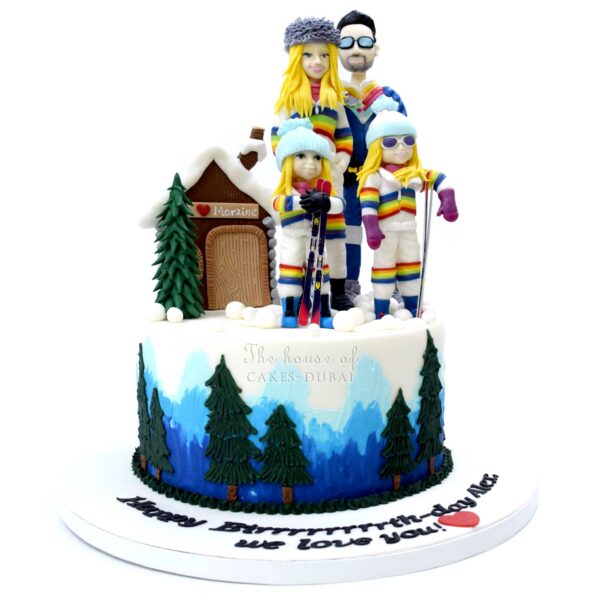 Skiing family cake