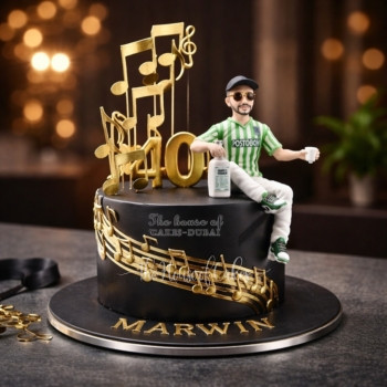 Cake With Men And Musical Notes