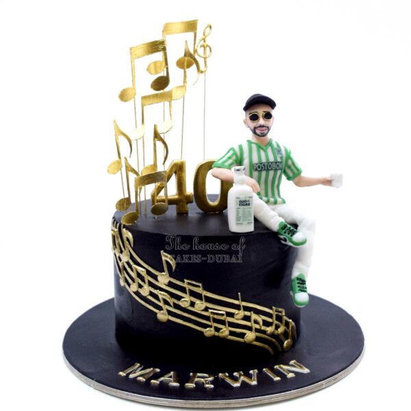 Cake With Men And Musical Notes