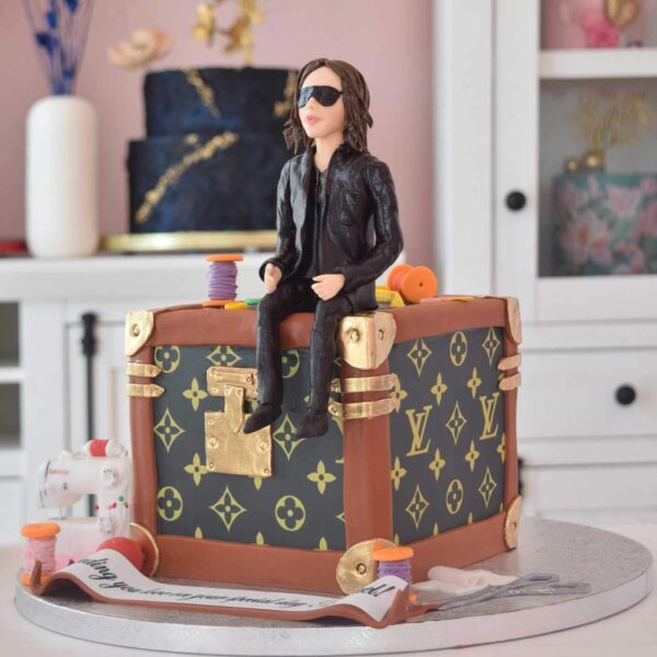Louis Vuitton Box Cake with sewing machine and designer