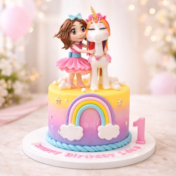 Girl and Unicorn Cake