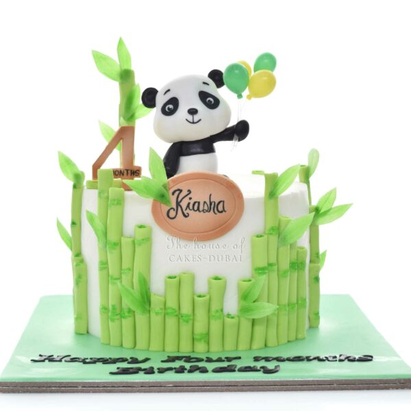 Cute panda with balloons cake