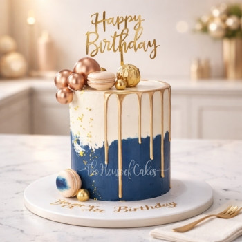 Blue White and Silver Cake