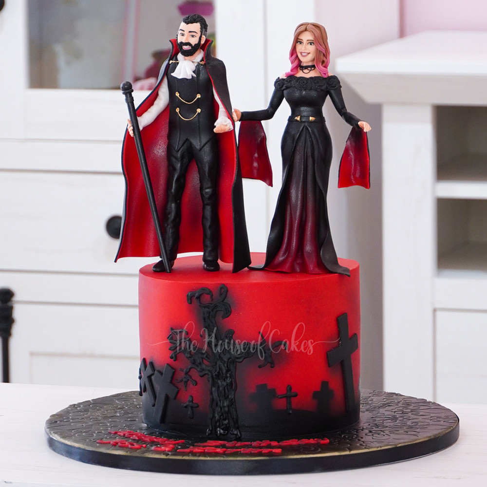 Halloween cake with customised figures The House of Cakes Dubai