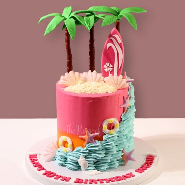 pink surf cake