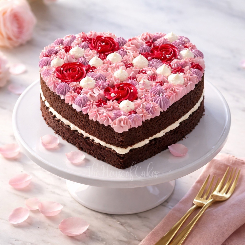 Decadent Chocolate Heart Cake at The House of Cakes Dubai