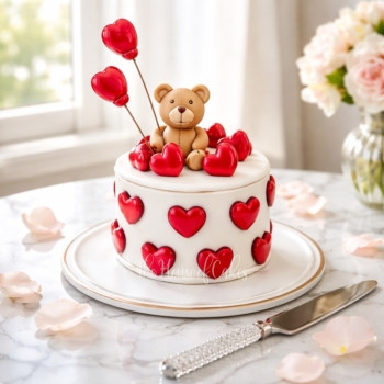 Comic cake with teddy bear