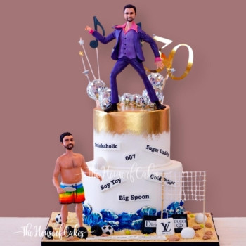 beach and disco theme cake