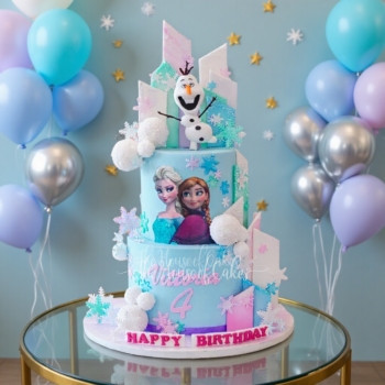 Frozen Cake with Anna, Elsa and Olaf