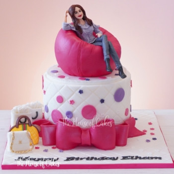 Pretty lady in bean bag cake