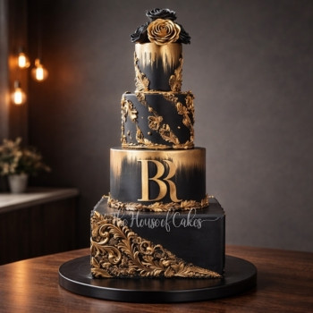 Black and Gold Cake in Dubai from The House of Cakes Bakery