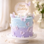 Pretty blue and purple cake with butterflies