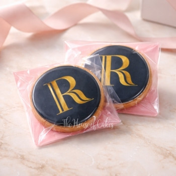 Black and gold logo cookies