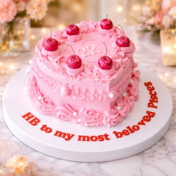 Pink heart cream cake