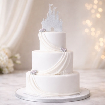 Elegant cake with silver castle