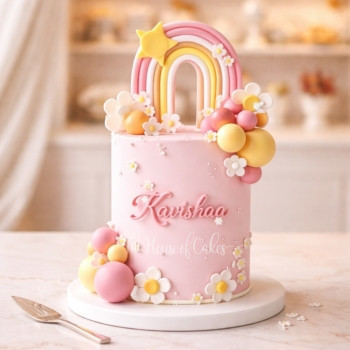 Rainbow & Daisies Cake