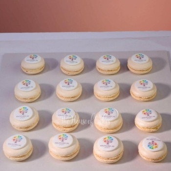 macarons with company logo