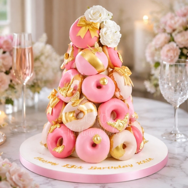 Hot Pink Doughnuts Tower