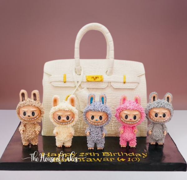 Hermes bag and labubu cake