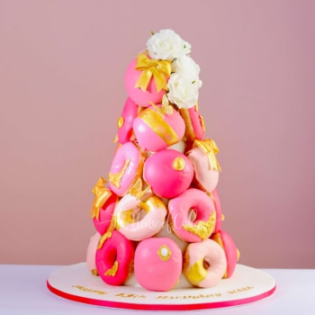 hot pink doughnuts tower