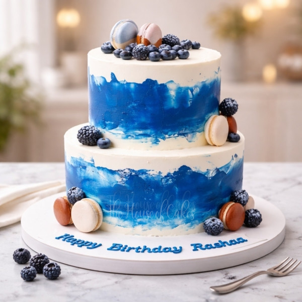 Blue and white berry delight cake