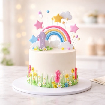 1st birthday Cake with Rainbow