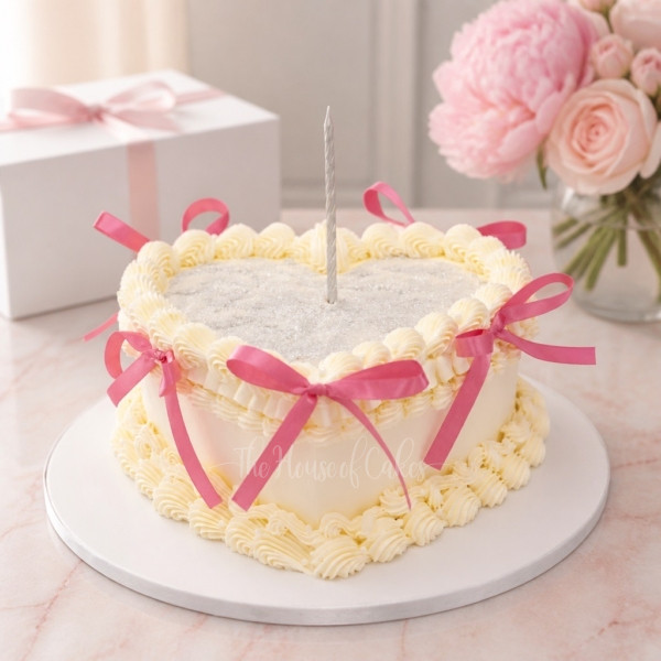 Enchanted Heart Cake with Silver Blow Dust